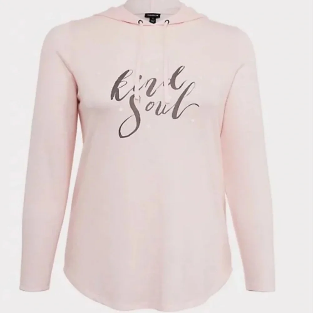 TORRID KIND SOUL LIGHT PINK HACCI HOODIE